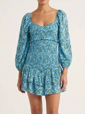 Likely Blue Floral Smocked Mini Dress | NWT Size XS